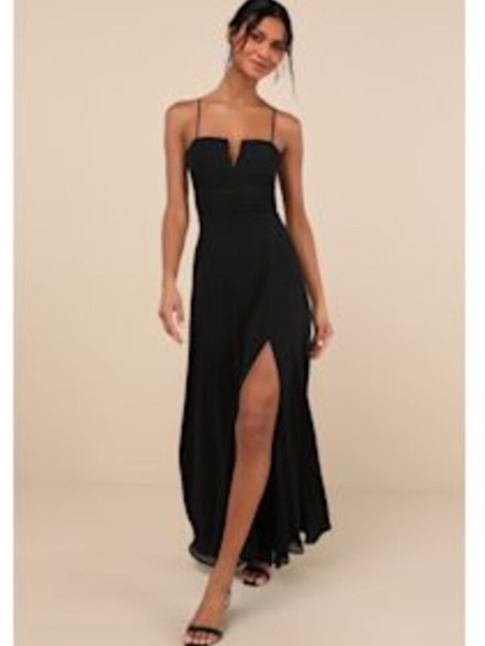 New Lulus Sweeney Elegant Black Maxi Dress with Front Slit Sz Small